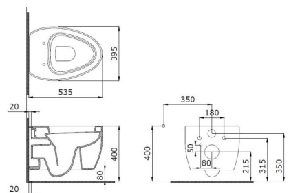 Чаша унитаза подвесного Bocchi Etna 1116-001-0129 белая