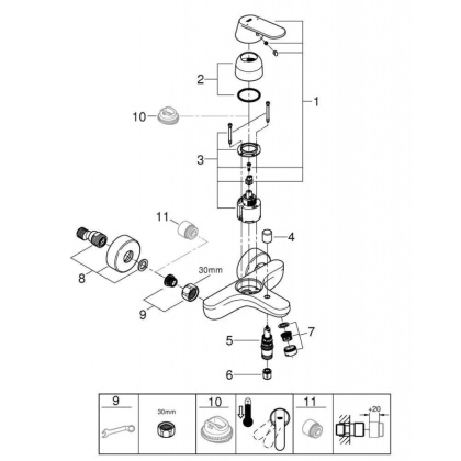 Смеситель для ванны Grohe Eurosmart Cosmopolitan 32831000 хром Смеситель для ванны Grohe Eurosmart Cosmopolitan 32831000 хром