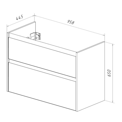 Тумба Lemark COMBI 100см под 1 раковину, подвесная/напольная, 2 ящика, цвет фасада: Бетон, цвет корпуса: Белый глянец