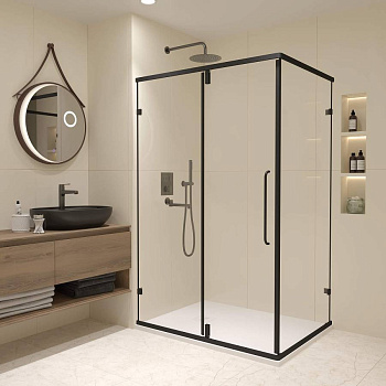 Душевой уголок 120* 90*185 RGW CL-46-B Прямоуг./Чёрный/Прозрачное/6 мм