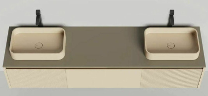 Подвесная тумба Domino 2000, эмаль, для двух раковин, с фрезеровкой