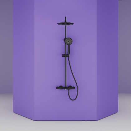 Душевая стойка SANCOS Game для душа/ванны с термостатическим смесителем, цвет черный матовый, арт. SC3001MB