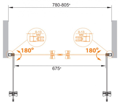 ECO-O-B-2-80-P-Cr Душевая дверь ECO-O-B-2-80-P-Cr Душевая дверь