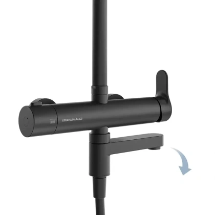 Душевая колонна FONTE на 3 потока с пов.изливом и механическим смесителем, черный матовый