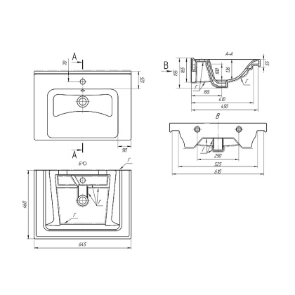 Раковина керамическая "Гармония-65"