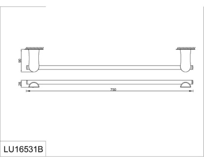 Полотенцедержатель одинарный RUSH Luson, 2х75х9 см, хром, LU16531B