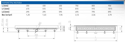 Душевой лоток 35 см Creto Walkway CRE-350 WN-P с решеткой, хром