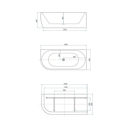 Акриловая ванна Aquanet Family Elegant B 180x80 3806N Gloss Finish (панель Black matte)