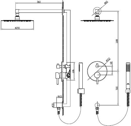 Система для душа встраиваемая RGW SP-51, RGW 21140851-01