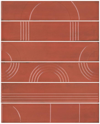 Панно Мажорель красный глянцевый (из 6 частей 6х28,5) 36x28,5x1