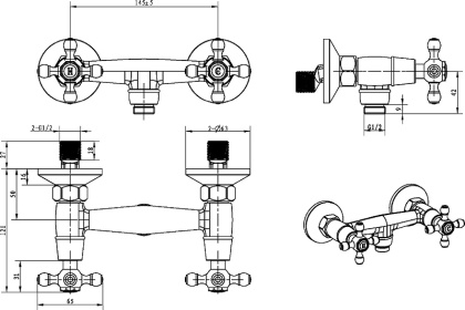 Смеситель для душа ROYAL CRYSTAL black, бронза_Комплект