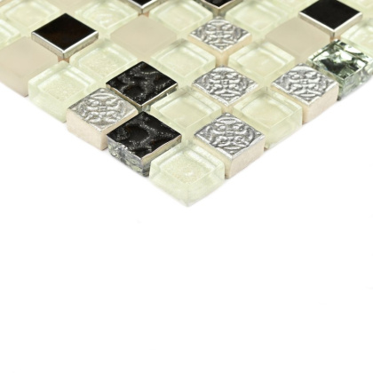 Мозаика стеклянная с камнем Metallica (чип 8*15*15) 300*300(11шт.-0.99м2), м2