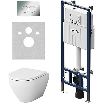 IS100151.701700 Инсталляция MasterFit с клавишей L глянец. хром с подвесным унитазом Spirit V2.0 FlashClean с сид