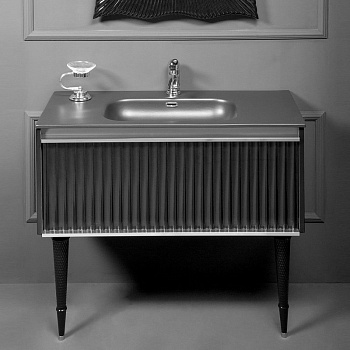 Тумба Canale 80 чёрная + Хром_Комплект 843-080-BCR Boheme