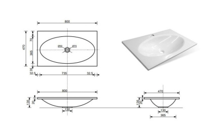 Раковина "Malta luxe silk" 800х470 Раковина "Malta luxe silk" 800х470