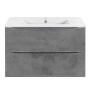 База под керамическую раковину Mia Slim 800 подвесная, 2 выкатных ящика soft close, Beton