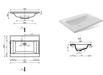 Раковина "Рава 70" 700х480 Раковина "Рава 70" 700х480
