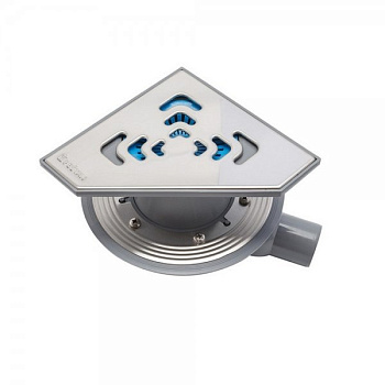 13000021 Угловой трап 194х194 мм Confluo Standard Vertical Angle, металл с перфорацией Square (квадрат) Исполнение: Хром 