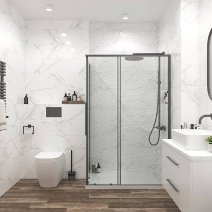 Вставка Statuario Vetro White W\DEC M 25x75 NR Glossy 1 Вставка Statuario Vetro White W\DEC M 25x75 NR Glossy 1