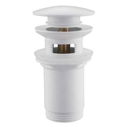 Донный клапан ABBER AF0010W с переливом, клик-клак, белый