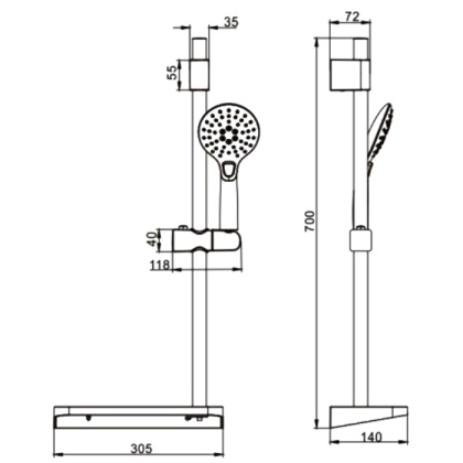 Душевой гарнитур Rose R109, хром