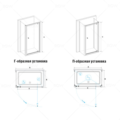 Душевой уголок RGW Passage PA-35 90x90 профиль Хром стекло прозрачное