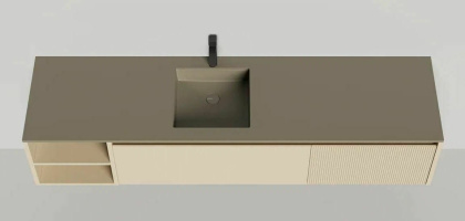 Подвесная тумба Domino 2000, эмаль, с открытой полкой, под встраиваемую раковину