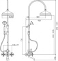 LORD-CVD-30-03/24-Bi Душевая стойка со смесителем для ванны, верхним и ручным душем, 30 см Исполнение: Золото 24 карат, Ручки: Белый  LORD-CVD-30-03/24-Bi Душевая стойка со смесителем для ванны, верхним и ручным душем, 30 см Исполнение: Золото 24 карат, Ручки: Белый