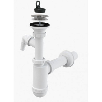 Сифон для умывальника DN40 со штуцером и нержавеющей peшeткой DN63