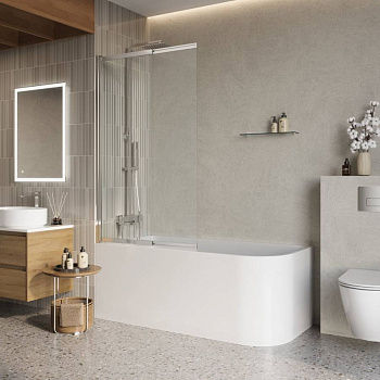 LUCE-VF-11-90/145-P-NERO Душевая шторка на ванну, Условный размер, мм:900x1450 Габариты с диапазоном регулировок, мм:900-915 