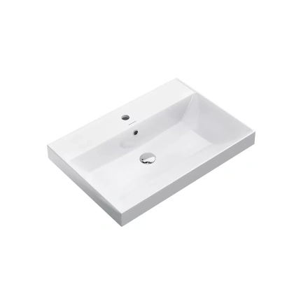 Комплект раковины и тумбы со смесителем и круглым зеркалом