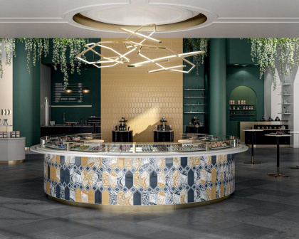 Декор HGD\B512\35000 Алмаш Желтый/оранжевыйБелый (34см*14см*6,9мм) (10шт/0,374м2) глянец, шт