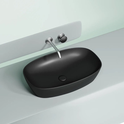 Умывальник чаша накладная овальная (цвет Черный Матовый) Element 600*380*138мм