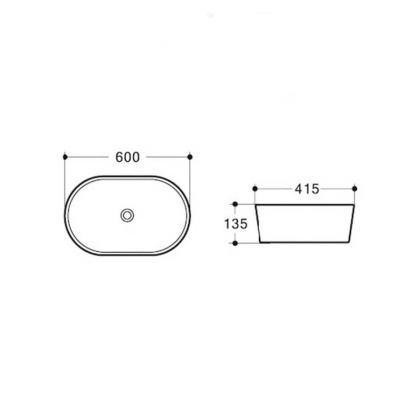 Раковина керамическая Vincea VBS-302, 600*415*135 накладная, цвет белый