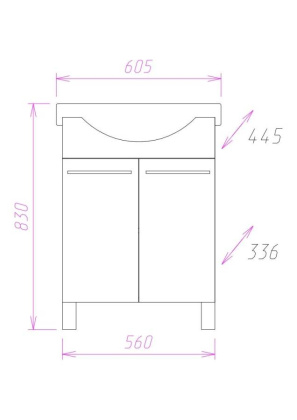 Тумба Onika Селигер 60 напольная, белая (ум. Селигер 60)