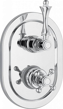 MARGOT-VDIM2-T-02-Bi Встраиваемый термостатический смеситель на 2 выхода, с девиатором Исполнение: Бронза, Ручки: Белая 