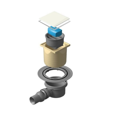 13000069 Точечный трап 100х100 мм Confluo Standard Vertical Dry,с сухим затвором, металл с перфорацией Tide (Волна),с рамкой Исполнение: Хром 