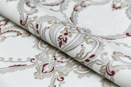 Обои виниловые Ориент мотив, белый красный, KM7704