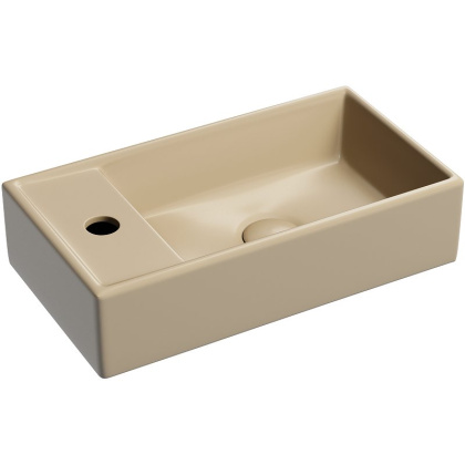 Умывальник подвесной прямоугольный (чаша справа, отверстие под смеситель слева) цвет капучино матовый Element 407*217*100