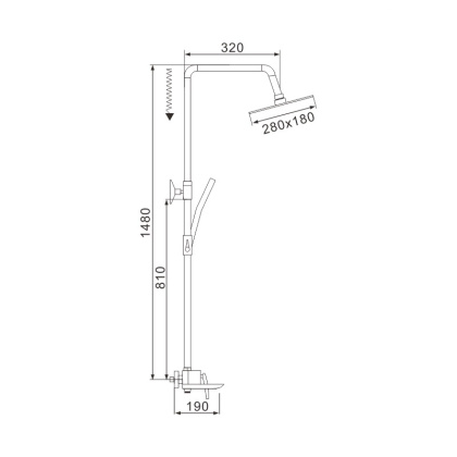 Душевая система латунь черный R2736H