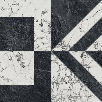 Керамогранит SG013302R Бьянко Неро белый черный лаппатированный 119.5*119.5*11 (2шт\2.856м2), м2