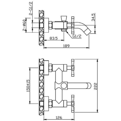 Смеситель для ванны/душа Orange Mia M34-300b с душевым набором