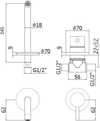 Смеситель для раковины Paffoni Light LIG007BO70 (с внутренней частью) Смеситель для раковины Paffoni Light LIG007BO70 (с внутренней частью)