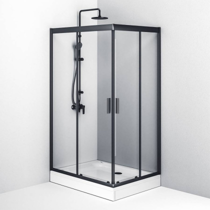 W90G-404-120290-BT Gem Twin Slide 120x90. Душевое ограждение,120x90, профиль Черный мат., стекло про