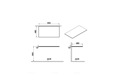 Столешница стеклянная Origin 90 см, без отверстия, белая