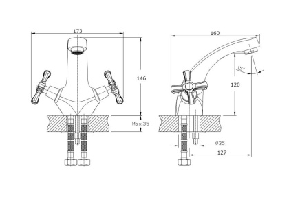 Смеситель для умывальника RUSH Bianki (BI7650-11)
