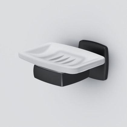 Стеклянная мыльница Gem с настенным держателем, 5х12х10,4 см, белая, A9034222