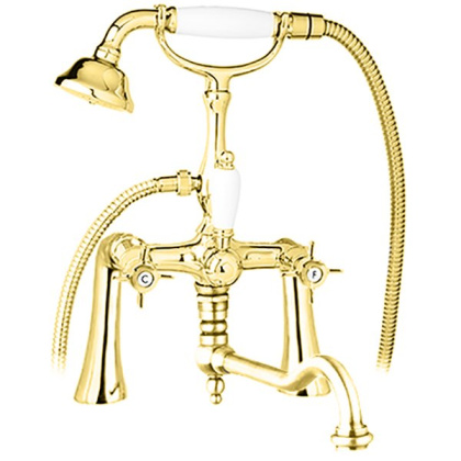 LORD-PBV2-01-Bi Смеситель на борт ванны с поворотным изливом и ручным душем Исполнение: Хром, Ручки: Белый 