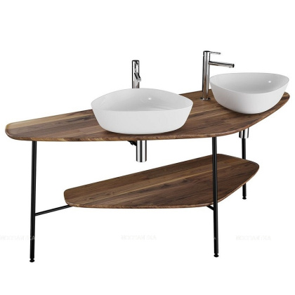 Столешница Plural 160 см под 2 раковины, цвет американский орех