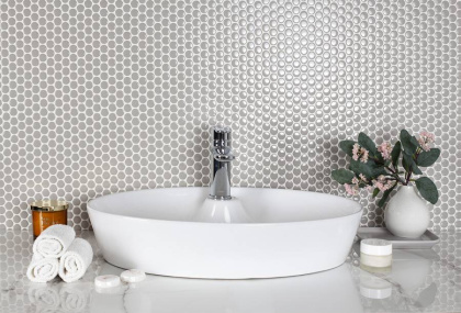 Керамическая мозаика, Penny Round Grey Glossy, Shapes Керамическая мозаика, Penny Round Grey Glossy, Shapes